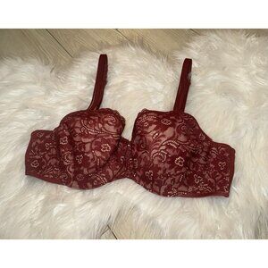 Soma Enticing Lift Balconette Bra Lace Underwire Unlined Womens 36C Rust